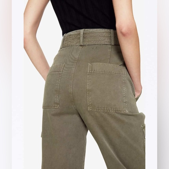 Anine Bing Kennedy Cargo Pants In Washed Khaki Green Size 29 - Picture 4 of 13